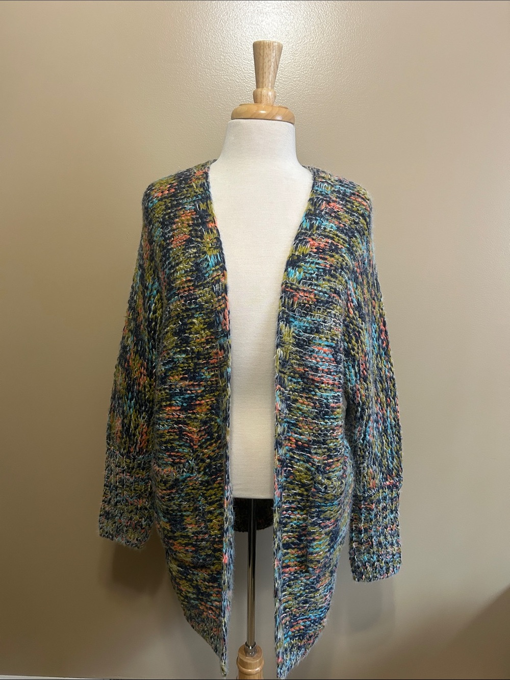 DAVI & DANI Multicolor Open-Front Knit Cardigan